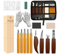 Hyhuiyin 27PCS Woodworking Tools Set, Wood Carving Kit Professional Whittling Craft Set with Basswood Blocks Grinding Tools Storage Bag Deluxe Hand Tool Kit for Beginners Adults DIY Fun