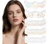 Hyhuiyin Glitter Face Freckles Tattoo, 25 Pcs Temporary Face Tattoo Gold Face Sparkle Faux Freckles Makeup Patches Waterproof Glitter Stickers Long Lasting Tattoo Stickers for Women Girls