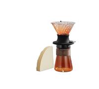 HYHWYD Pour Over Coffee Maker Set With Filter Cup Immersion Dripper Switch Glass Filters V02 For Home Or Office 500ml(Amber Gold-3pc Set)