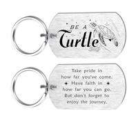 HYHYDHP Be A Turtle Keyring - Inspirational Turtle Gifts for Men Women, Double Sided Stainless Steel Keychain, Perfect Turtles Lovers Gift