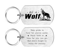 HYHYDHP Be A Wolf Keyring - Inspirational Wolf Gifts for Men Boys, Double Sided Stainless Steel Keychain, Perfect for Son Brother Friend Graduation Birthday Gift