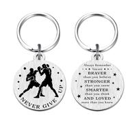 HYHYDHP Boxing Gifts for Men Boys - Never Give Up Boxing Keychain, Stainless Steel Laser Engraved Gift for Boxers, Inspirational Presents for Boxer, Athlete & Fight Lovers