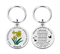 HYHYDHP March Birth Flower Keychain - March Birth Flower Gifts - Unique Daffodil Birthday Ideas