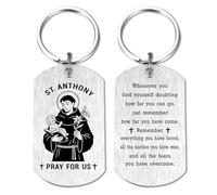 HYHYDHP St. Anthony Keychain for Men Women - Saint Anthony Prayer for Finding Lost Things, Birthday Christmas Key Chain for Friend Boyfriend Husband