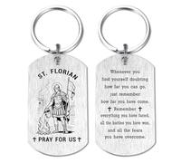 HYHYDHP St. Florian Prayer Keychain for Men - Patron Saint of Firefighters Gifts, Saint Florian Medal for Firemen, Catholic Birthday Christmas Key Chain for Son Dad Boyfriend Husband