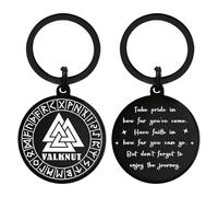 HYHYDHP Valknut Keyring - Viking Rune Odin's Knot Gifts for Men Women, Double Sided Engraved Stainless Steel Keychain, Inspirational Norse Mythology Present for Graduation, Birthday & Adventure
