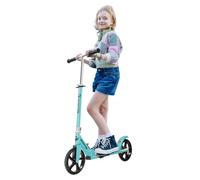 Hyiatyo Foldable Kick Scooter for Kids 8-12 Teens Adults, 200mm Big Wheels, Adjustable Handlebar 88-99cm, Lightweight Aluminium, Rear Brake, Max Load 100kg (Blue)