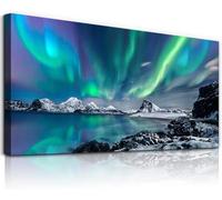 hyidecorart Aurora Large Canvas Wall Art for Living Room, Modern Northern Lights Artwork Nature Landscape Bathroom Pictures Bedroom Wall Decor, Family Prints Paintings Wall Decoration Hallway Office