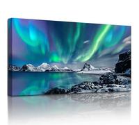 hyidecorart Aurora Large Canvas Wall Art for Living Room, Modern Northern Lights Artwork Nature Landscape Bathroom Pictures Bedroom Wall Decor, Family Prints Paintings Wall Decoration Hallway Office