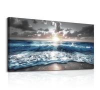 hyidecorart Blue Sea Waves Wall Pictures Framed Wall Art For Living Room Canvas Wall Decor For Office Sunshine Beach Painting Bedroom Home Decorations Prints Posters Mural Artwork Ready To Hang