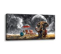 hyidecorart Canvas Wall Art for Living Room Large, 20"x40" Funny Animals Pictures Prints, Interstellar Elephant Bedroom Decor Aesthetic, Modern Wall Decorations for Office Bathroom Hallway Dining Room