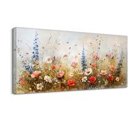 hyidecorart Canvas Wall Art for Living Room Large, 20"x40" Wildflowers Pictures Prints, Bright Flowers Bedroom Decor Aesthetic, Modern Wall Decorations for Office Bathroom Hallway Dining Room