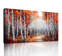 hyidecorart Canvas Wall Art for Living Room Large, 23"x47" XXL Red Woods Pictures Prints, Modern Bedroom Decor Aesthetic, Wall Decorations for Office Bathroom Hallway Dining Room
