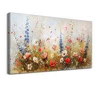 hyidecorart Canvas Wall Art for Living Room Large, 24"x48" XXL Wildflowers Pictures Prints, Bright Flowers Bedroom Decor Aesthetic, Modern Wall Decorations for Office Bathroom Hallway Dining Room