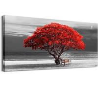 hyidecorart Large Red Tree Canvas Wall Art for Living Room, Modern Artwork Nature Landscape Bathroom Pictures Bedroom Wall Decor, Family Prints Paintings Wall Decorations Hallway Kitchen Office