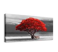hyidecorart Large Red Tree Canvas Wall Art for Living Room, Modern Artwork Nature Landscape Bathroom Pictures Bedroom Wall Decor, Family Prints Paintings Wall Decorations Hallway Kitchen Office