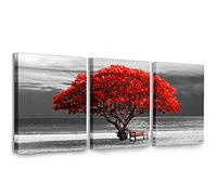 hyidecorart Red Tree Canvas Wall Art for Living Room, Modern Artwork Nature Landscape Bathroom Pictures Bedroom Wall Decor, Family Prints Paintings Wall Decorations Hallway Kitchen Dining Room Office
