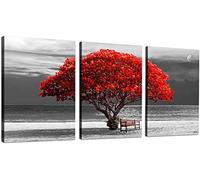 hyidecorart Red Tree Canvas Wall Art for Living Room, Modern Artwork Nature Landscape Bathroom Pictures Bedroom Wall Decor, Family Prints Paintings Wall Decorations Hallway Kitchen Dining Room Office