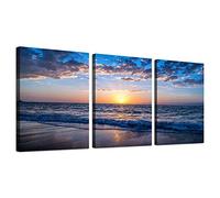 hyidecorart Sunset Beach Canvas Wall Art for Living Room, Modern Artwork Nature Blue Sea Landscape Bathroom Pictures Bedroom Wall Decor, Family Prints Paintings Wall Decorations Hallway Kitchen Office