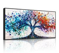 hyidecorart Tree of Life Wall Art for Living Room, 24"x47" Large Colorful Canvas Wall Prints, Framed Landscape Nature Wall Decoration for Bedroom Office Hallway