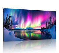 hyidecorart Wall Art for Living Room, 20"x40" Aurora Snow Large Modern Canvas Wall Prints, Natural Landscape Wall Decoration for Bedroom Office Hallway