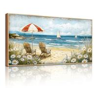 hyidecorart Wall Art for Living Room, 20"x40" Large Flower Beach Modern Canvas Wall Prints, Framed Landscape Nature Wall Decoration for Bedroom Office Hallway