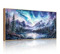 hyidecorart Wall Art for Living Room, 20"x40" Large Night Forest Modern Canvas Wall Prints, Framed Landscape Nature Wall Decoration for Bedroom Office Hallway