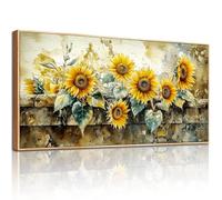hyidecorart Wall Art for Living Room, 20"x40" Large Vintage Sunflower Modern Canvas Wall Prints, Framed Landscape Nature Wall Decoration for Bedroom Office Hallway