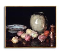 hyidecorart Wooden Framed Canvas Wall Art for Living Room, 12"x16" Onions Still Life Vintage Bedroom Decor Aesthetic, Modern Paintings Artwork Wall Decorations for Bathroom Hallway Dining Room