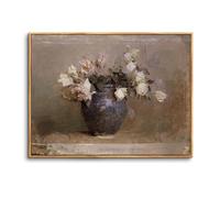 hyidecorart Wooden Framed Canvas Wall Art for Living Room, 12"x16" Roses in Vase Vintage Bedroom Decor Aesthetic, Paintings Artwork Wall Decorations for Desktop Office Bathroom Hallway Dining Room