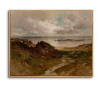 hyidecorart Wooden Framed Canvas Wall Art for Living Room, 12"x16" Seaside Path Vintage Bedroom Decor Aesthetic, Modern Paintings Artwork Wall Decorations for Desktop Bathroom Hallway Dining Room