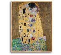 hyidecorart Wooden Framed Canvas Wall Art for Living Room, 20"x30" The Kiss Gustav Klimt Art Vintage Bedroom Decor Aesthetic, Paintings Artwork Wall Decorations for Bathroom Hallway Dining Room