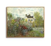 hyidecorart Wooden Framed Canvas Wall Art for Living Room, 8"x10" Claude Monet Rose Garden Vintage Bedroom Decor Aesthetic, Pictures Prints Wall Decorations for Desktop Office Hallway Dining Room
