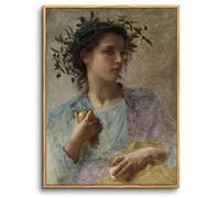 hyidecorart Wooden Framed Canvas Wall Art for Living Room, 8"x10" Vintage Female Portrait Bedroom Decor Aesthetic, Girl in Laurels Artwork Wall Decorations for Desktop Bathroom Hallway Dining Room