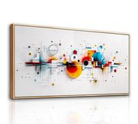 hyidecorart Wooden Framed Canvas Wall Art for Living Room Large, 20"x40" Colorful Dots Abstract Decor Aesthetic, Modern Paintings Artwork Wall Decorations for Office Bathroom Hallway Dining Room