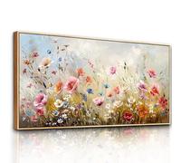 hyidecorart Wooden Framed Canvas Wall Art for Living Room Large, 20"x40" Colorful Flower Sea Decor Aesthetic, Modern Paintings Artwork Wall Decorations for Office Bathroom Hallway Dining Room
