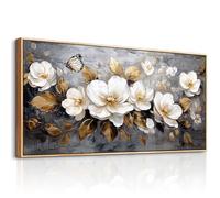 hyidecorart Wooden Framed Canvas Wall Art for Living Room Large, 23"x47" XXL Goldene Blumen Bedroom Decor Aesthetic, Modern Paintings Artwork Wall Decorations for Office Bathroom Hallway Dining Room
