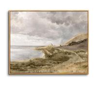 hyidecorart Wooden Framed Canvas Wall Art for Living Room Large, 24"x36" Danish Coastal Landscape Vintage Bedroom Decor Aesthetic, Modern Paintings Artwork Wall Decorations for Bathroom Dining Room