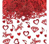 Hying 200 Pieces Valentine's Day Confetti Decorations for Table, Hearts Diamond Paper Confetti Glitter Red Table Confetti Wedding Sequin Sprinkles Confetti for Valentines Anniversary Party Supplies