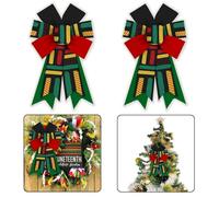 Hying 2PCS Juneteenth Wreath Bows for Front Door, Black Juneteenth Wreath for Tree Topper, African American Wreaths Bow for Party Decor Indoor Outdoor Wall Juneteenth Decoration Supplies Ornament