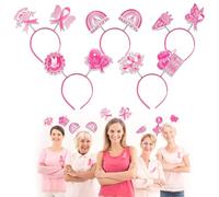Hying 5 Pieces Breast Cancer Awareness Headbands for Women, Pink Ribbon Headwear Breast Cancer Survivor Hair Hoops Accessories for Anti-cancer Public Welfare Activities Supplies
