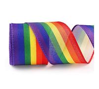 Hying Rainbow Ribbon for Wreath Bows Wrapping Gifts, LGBT Pride Month Ribbon for Gift Wrapping Birthday Party Decoration Crafts, 2.5" X 10 Yards Rainbow Wired Edge Ribbons for Pride Month LGBTQ Decor
