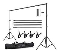 HYJ-INC 12ft x 10ft Photo Video Studio Heavy Duty Adjustable Photography Muslin Backdrop Stand Background Support System Kit with Carry Bag 4 Spring Clamps