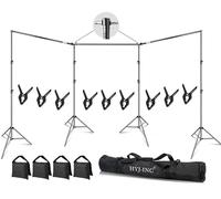 HYJ-INC Photo Video Studio 30ft (Wide) x 10ft (Tall) Heavy Duty Adjustable Width & Length Photography Backdrop Stand Background Support System Kit with 9pcs Clamps, 4pcs Sandbags, Carry Bag