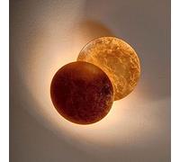 HYJAUSXB Creative Round Gold Copper Wall Sconce - Solar Eclipse Lamp for Living Room Bedroom Hallway Nordic Style Unique Moon Concept Modern Indoor Lighting Fixture