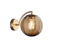 HYJAUSXB Decorative Sconces Wall Lighting 5.9" Globe Acrylic Lamp 1-Light Vintage G9 Vanity Light, Modern Retro Style Brass Finish | Round Ball Lights for Bedroom Bathroom Corridor (Grey) (Ambe