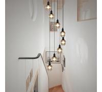 HYJAUSXB Duplex Staircase Long Chandelier E27 LED, Modern Design,Multi Glass Balls Stairwell Spiral Pendant Lights,Multi Lights for Villa