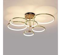 HYJAUSXB LED Dimmable Ceiling Light Modern Ring Circle Flush Mount Kitchen Close to Fixtures Gold Dining Room Chandeliers for Living Bedroom Foyer Hall Hotels