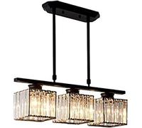 HYJAUSXB Long Crystal Ceiling Light Gold Black Luxurious Lamp Modern Rectangular Chandelier, Retro
