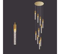 HYJAUSXB Long Crystal For High Ceilings Foyer Modern Bubble Glass Pendant Light Bar LED Staircase Linear Hanging Lamp Entryway Living Room Dining Table Kitchen Bedroom